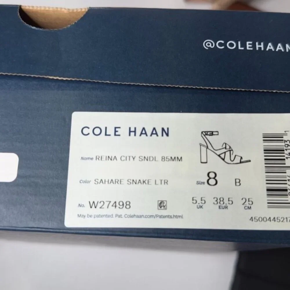 Cole Haan Reina City Sandal - Sahara Snake Leather, Size 8B, 3 1/2 Heel - Picture 10 of 10